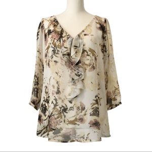 Jules & Leopold Sheer Floral Print Blouse